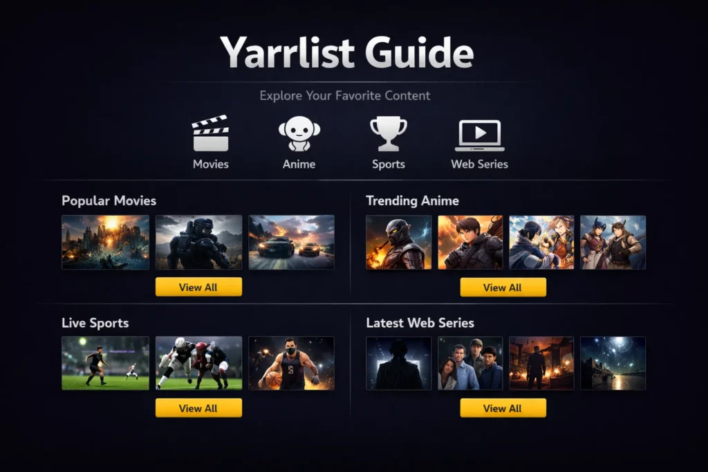 Yarrlist streaming platform interface