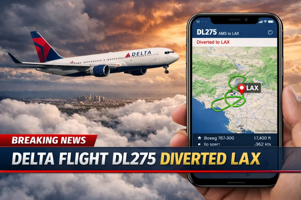 Delta DL275 landing at LAX during emergency.